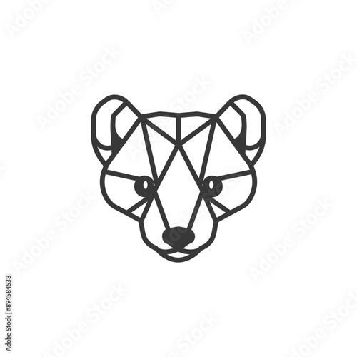Geometric weasel face with bold lines