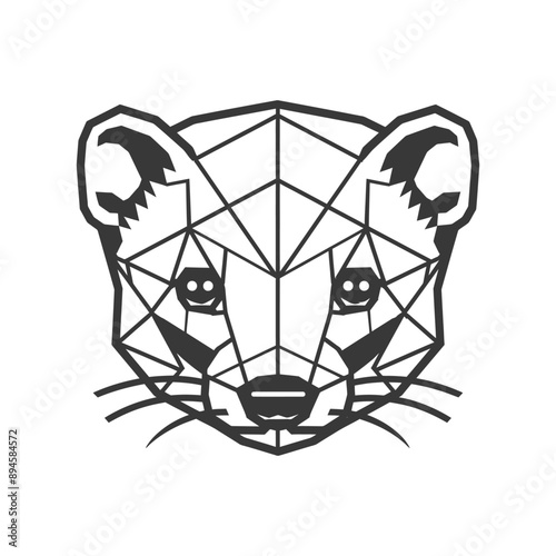Geometric weasel with a fierce gaze
