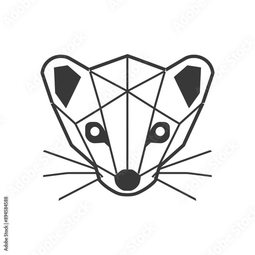 Geometric weasel with a simple black and white design