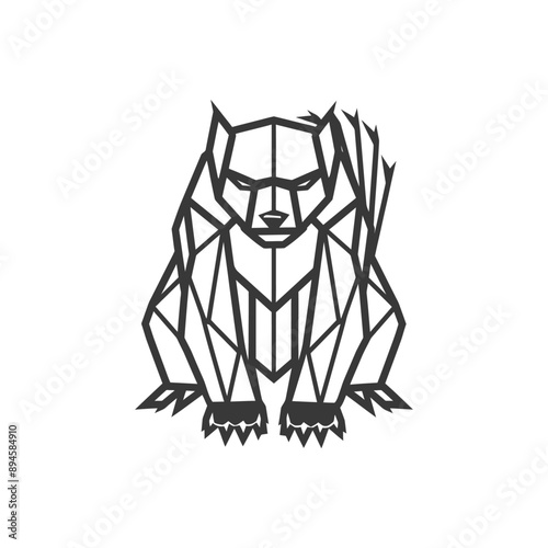 Geometric wolf in a fierce pose