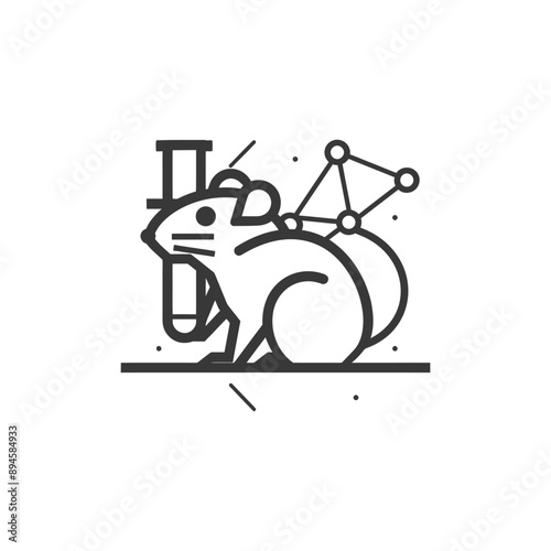 Lab mouse with a test tube and network icon