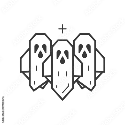 Spooky ghosts with a cross above them
