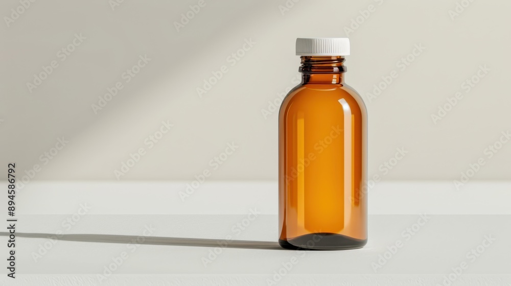 Empty product label on glass bottle