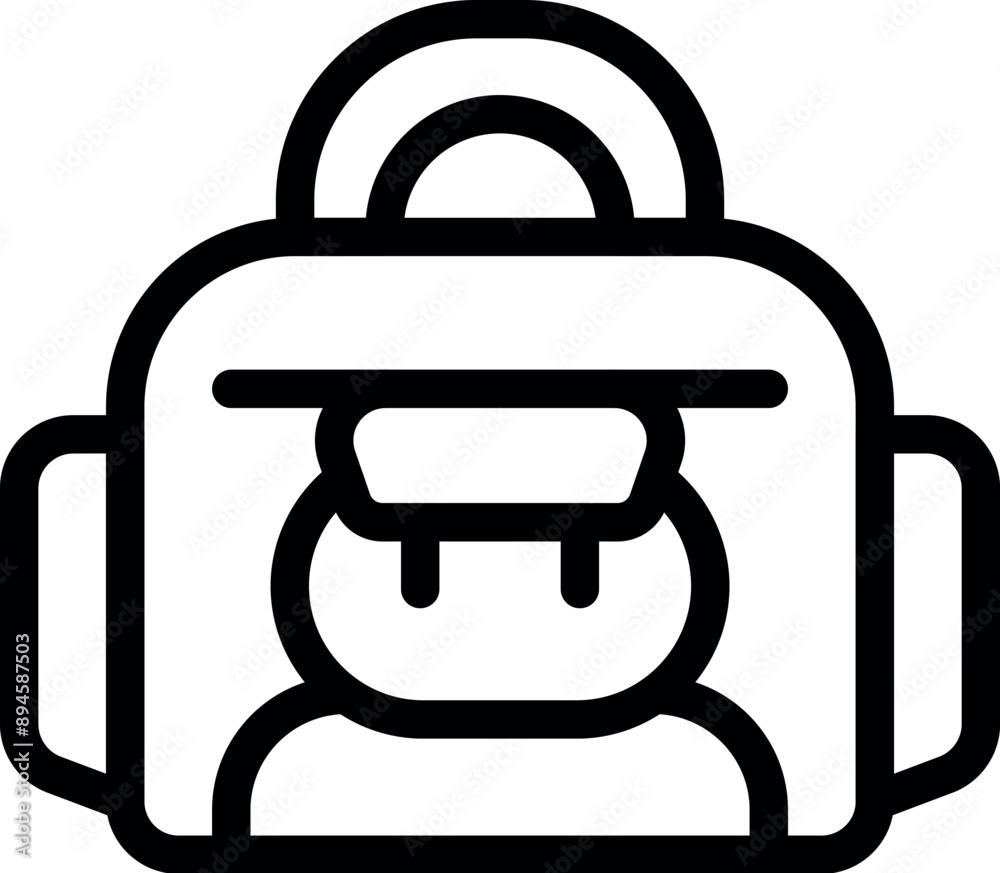 Line icon of a delivery man bringing an order using a thermal bag to preserve food temperature Line icon of a delivery man bringing an order using a thermal bag to preserve food temperature