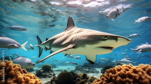 Blacktip reef shark Marine fish UHD Wallpaper photo