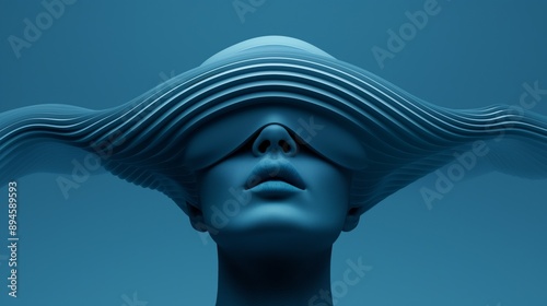 Woman Wearing VR Headset Immersed in a Futuristic Digital Experience, Abstract Virtual Reality	