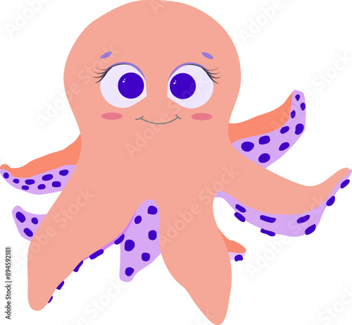  funny hand drawn octopus vector illustration. sea ​​creature