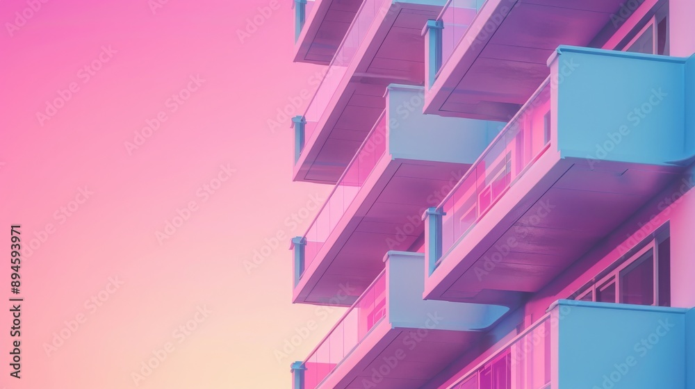 Building with Balcony Under Pink Sunset Sky: Generative AI for Beautiful Landscapes Building with Balcony Under Pink Sunset Sky: Generative AI for Beautiful Landscapes