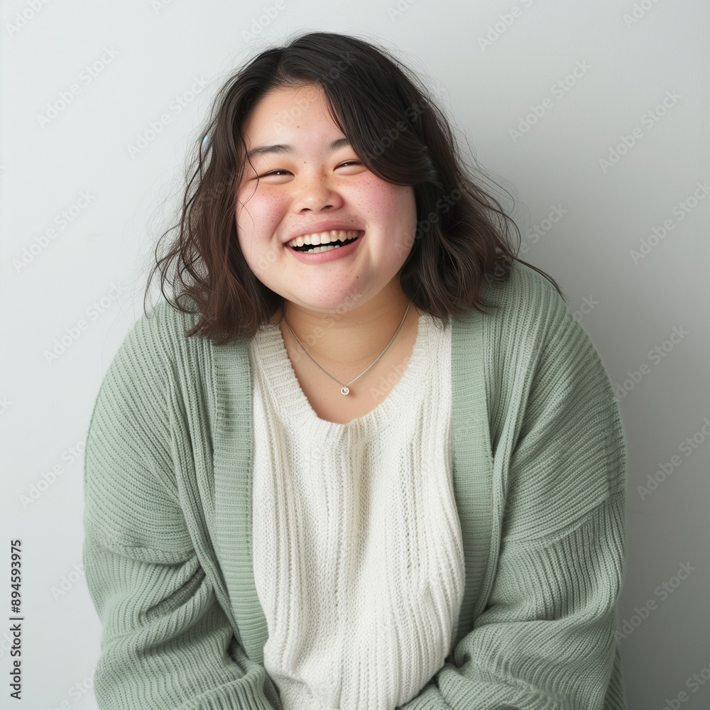 笑顔の可愛ぽっちゃりとしたアジア人女性のポートレート写真 笑顔の可愛ぽっちゃりとしたアジア人女性のポートレート写真