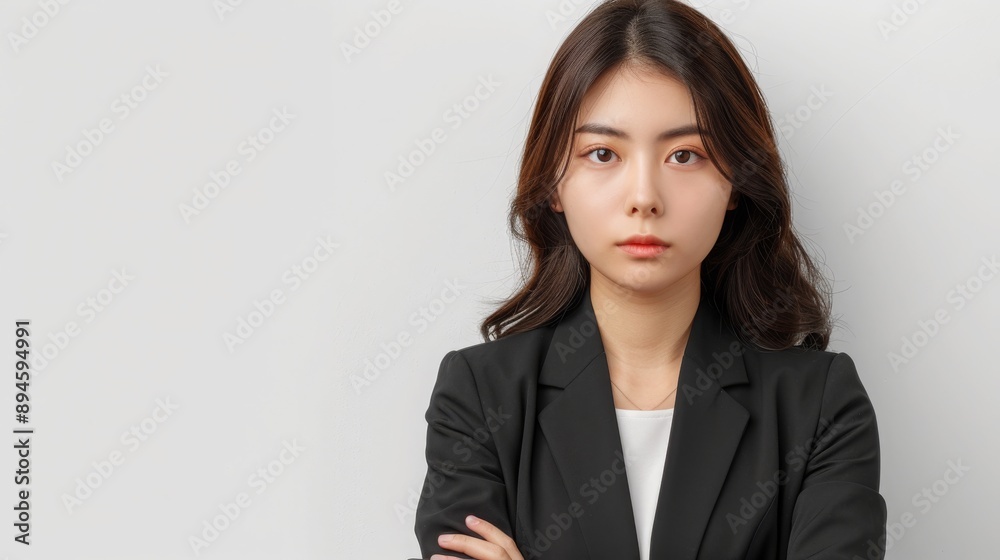 Stylish Asian Businesswoman: Confident Portrait on White Background Stylish Asian Businesswoman: Confident Portrait on White Background