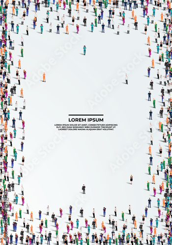 A large group of workers on white background with text space. Labour people crowd seamless background. Labor day concept. Vector illustration
