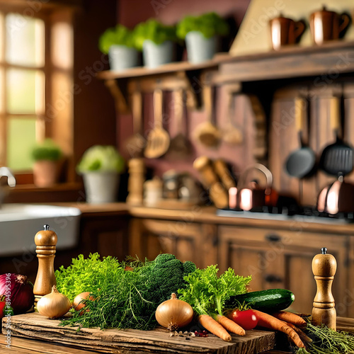 Rustic Kitchen with Fresh Ingredients