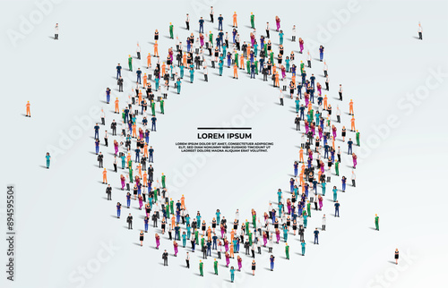 A large group of workers on white background with text space. Labour people crowd seamless background. Labor day concept. Vector illustration