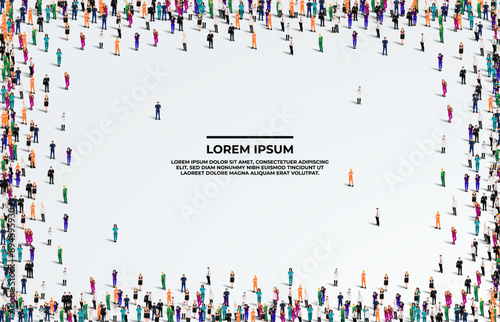 A large group of workers on white background with text space. Labour people crowd seamless background. Labor day concept. Vector illustration