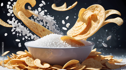 platains chip, salt, whirlwind, image background R0 G150 B65 photo
