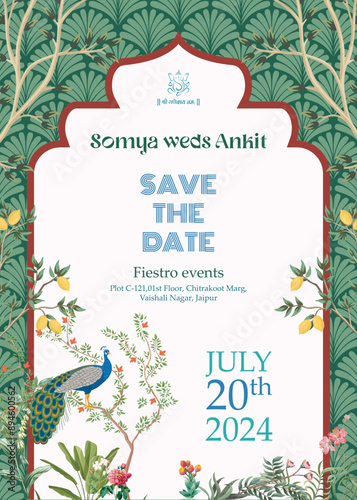 Indian Save the Date Invitation, wedding invitation, traditional Indian wedding invitation.