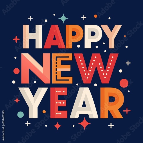Happy New Year Typography Greeting Card photo