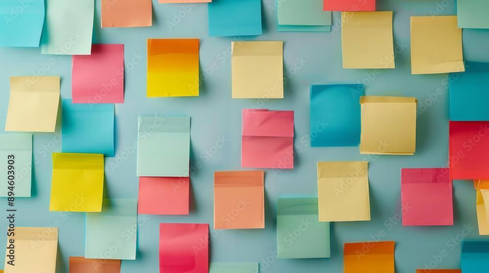 A wall covered in colorful sticky notes of various hues, symbolizing brainstorming and creative ideas. A wall covered in colorful sticky notes of various hues, symbolizing brainstorming and creative ideas.