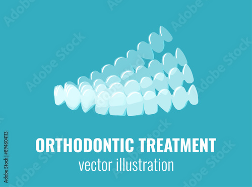 Invisible dental aligners. Dental mouth guards. Orthodontic treatment, dental care