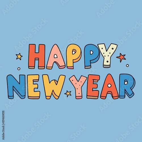 Happy New Year Typography Greeting Card photo