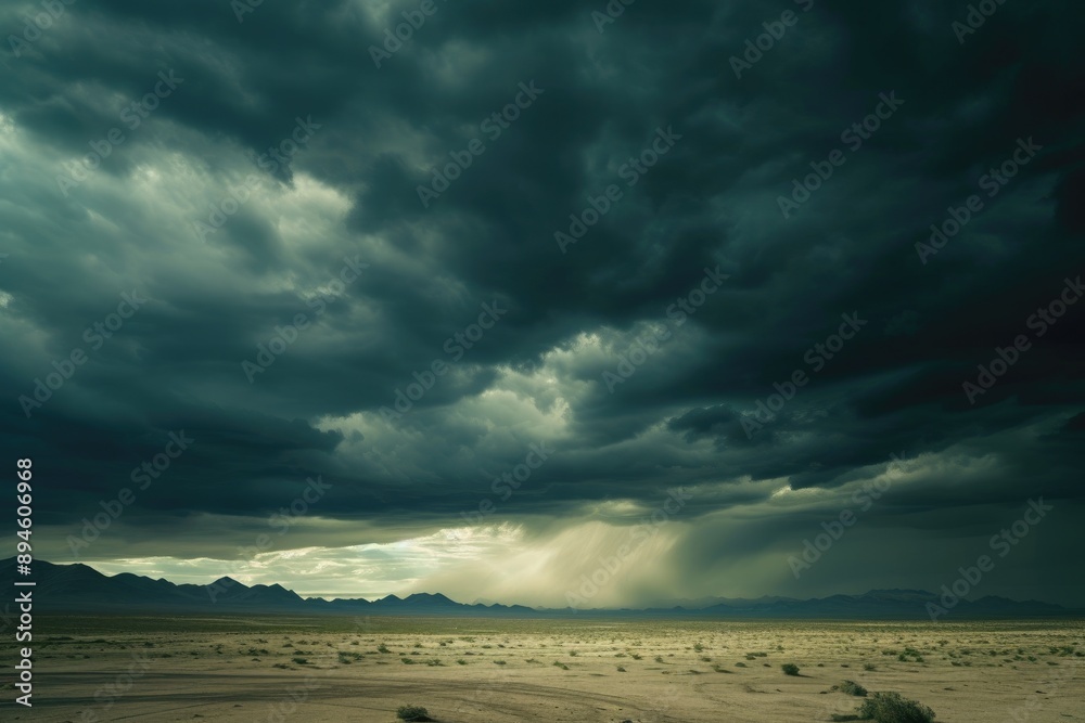 Fototapeta premium Powerful Thunderstorm Developing Over Desert Plains
