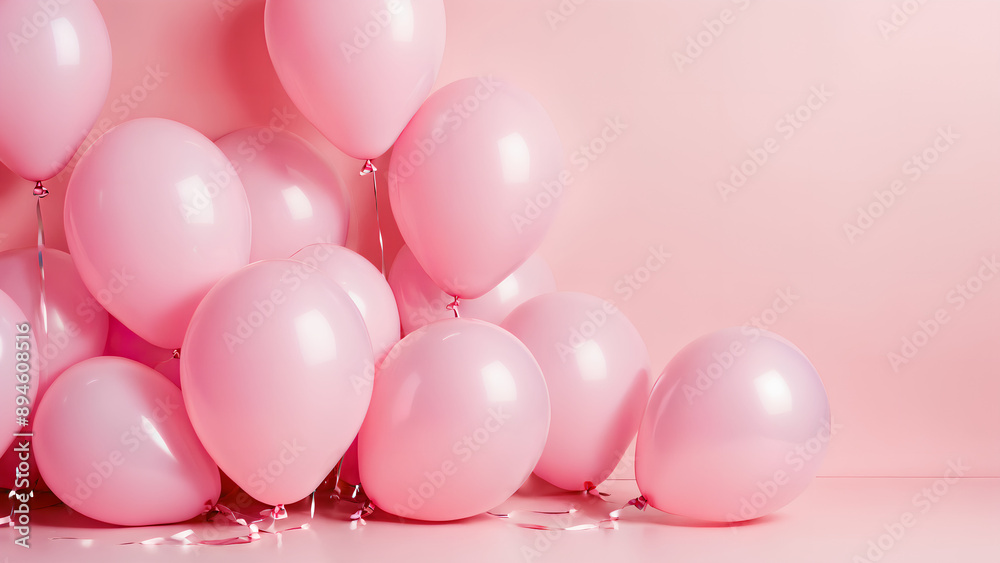 Pink colored balloons on light pink background Pink colored balloons on light pink background