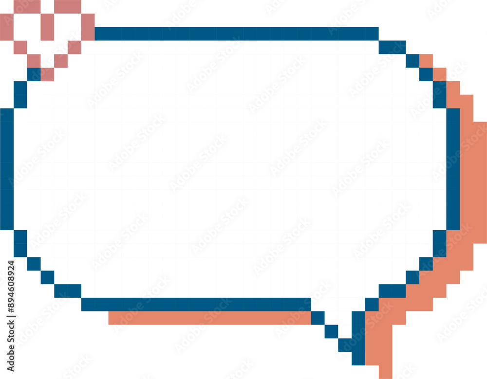 Obraz premium 8bit retro game pixel speech bubble balloon icon sticker memo keyword planner text box banner, flat isolated png transparent element design