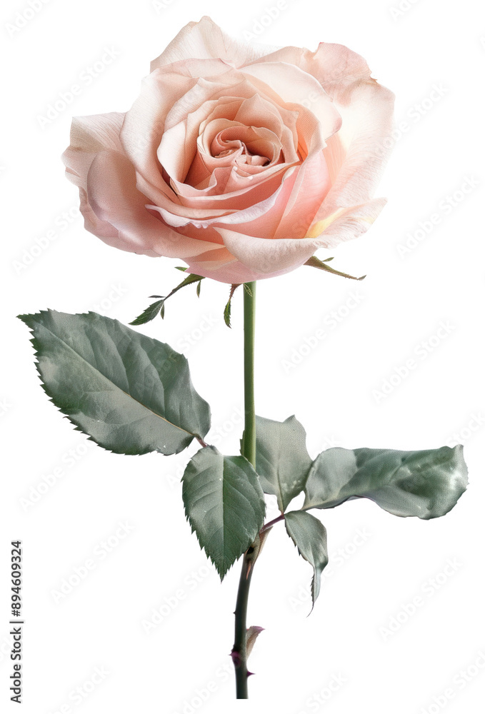 PNG Elegant pink rose with leaves PNG Elegant pink rose with leaves