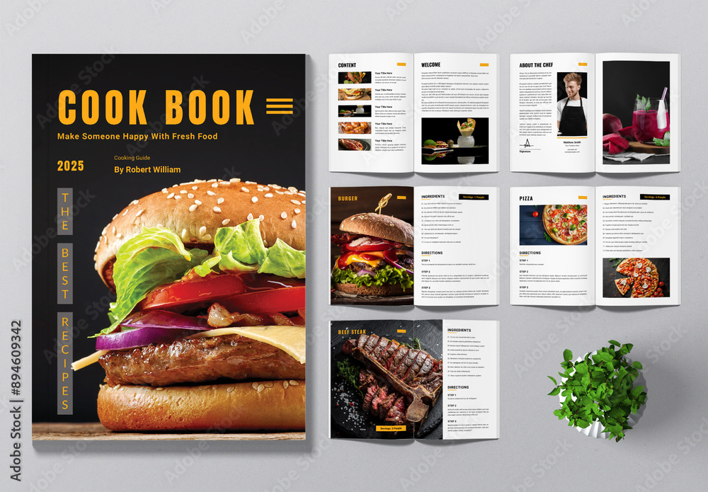 Cookbook Magazine Layout Stock Template | Adobe Stock