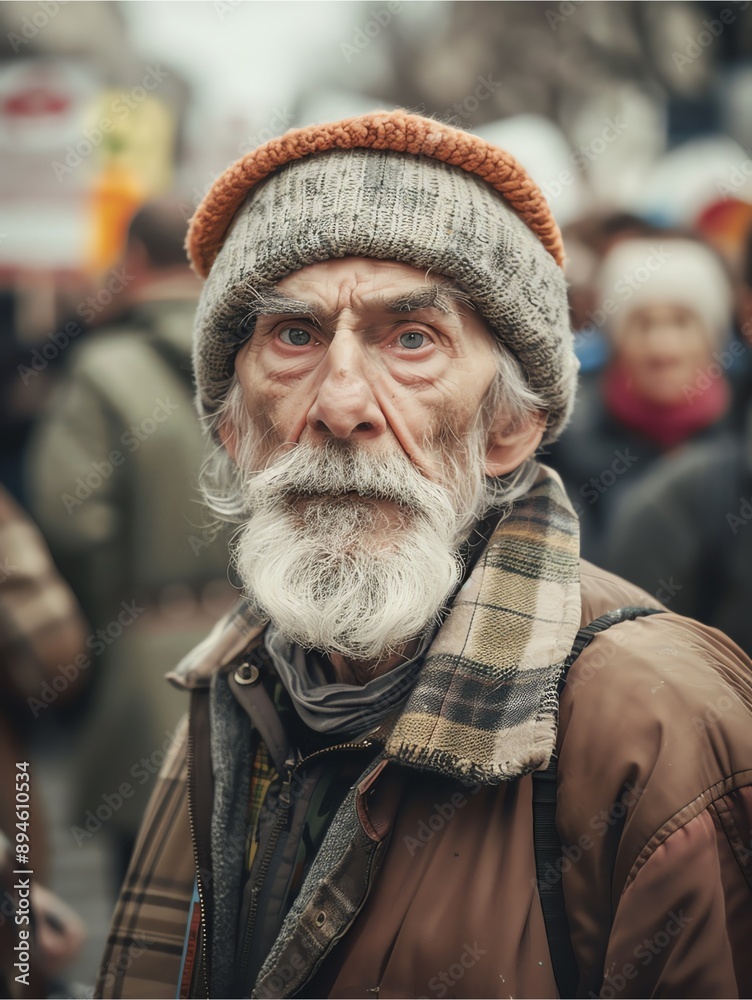 A close-up elderly man, his aged face full of character. A close-up elderly man, his aged face full of character.