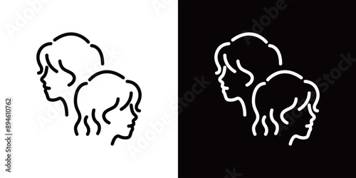 ふたご座のシンプルなラインアイコン