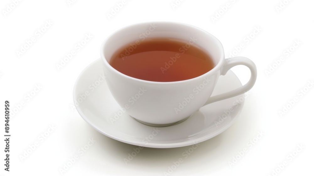 White Teacup Filled With Hot Tea on White Saucer White Teacup Filled With Hot Tea on White Saucer