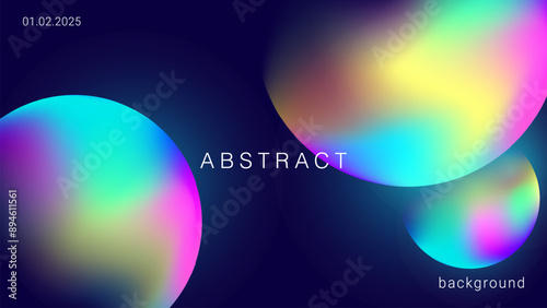 Abstract gradient poster background template. Poster in a minimalist style with bright neon liquid geometric sphere. Modern wallpaper design for flyer, social networks, cover, banner. Vector EPS10