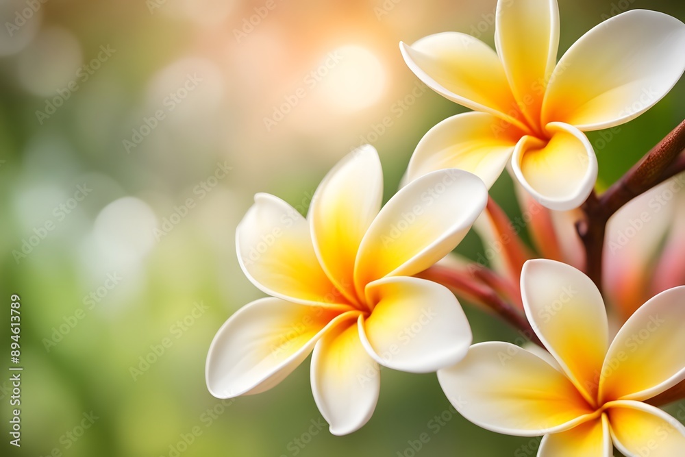 Frangipani flower bokeh background, AI Generated Frangipani flower bokeh background, AI Generated