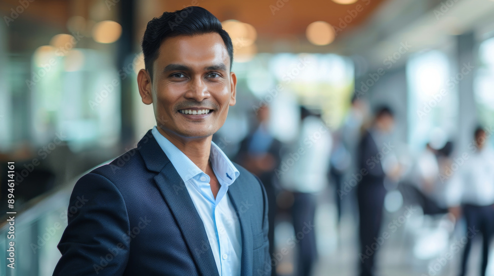 A cheerful, professional man in a suit confidently smiles in a corporate environment, embodying success and positive energy amidst a bustling office setting. A cheerful, professional man in a suit confidently smiles in a corporate environment, embodying success and positive energy amidst a bustling office setting.