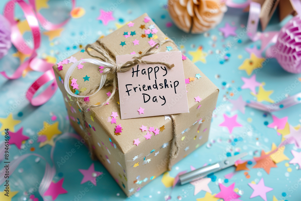 A beautifully wrapped gift box with a A beautifully wrapped gift box with a