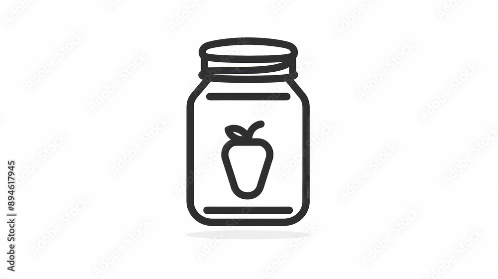 Line Art Illustration of a Glass Jar with a Pepper Inside Line Art Illustration of a Glass Jar with a Pepper Inside
