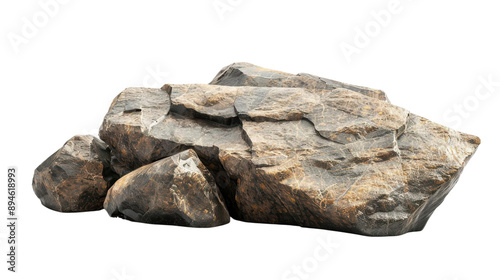 A large rock is sitting on a white background