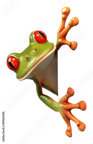 PNG Colorful frog peeking around corner