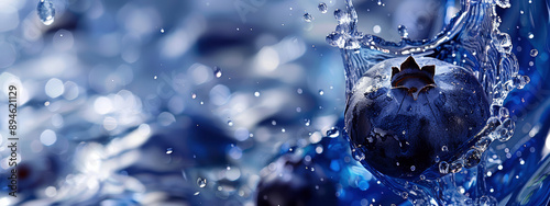 Wallpaper Mural Fresh blueberry with water splash Torontodigital.ca