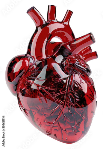 Realistic red anatomical heart illustration photo