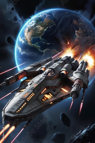 spaceship in the sky ai generated ,space ship