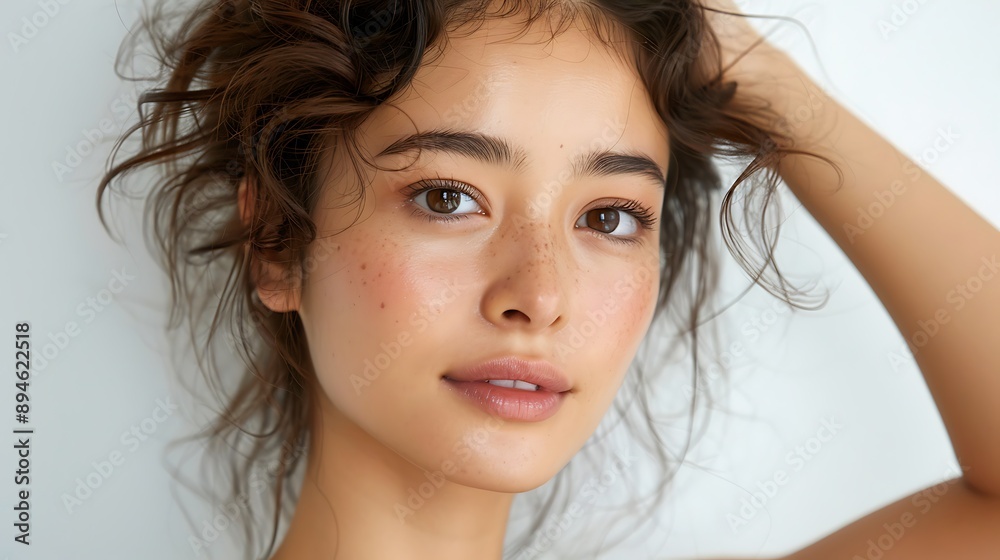 Portrait beautiful young asian woman with clean skin and wellness make - up Portrait beautiful young asian woman with clean skin and wellness make - up