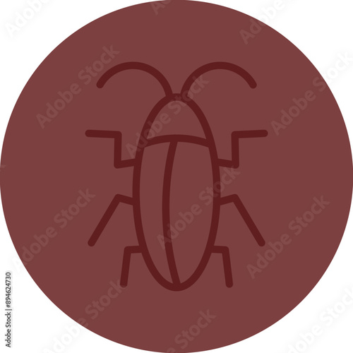 Cockroach Vector Line Maroon Circle Maroon