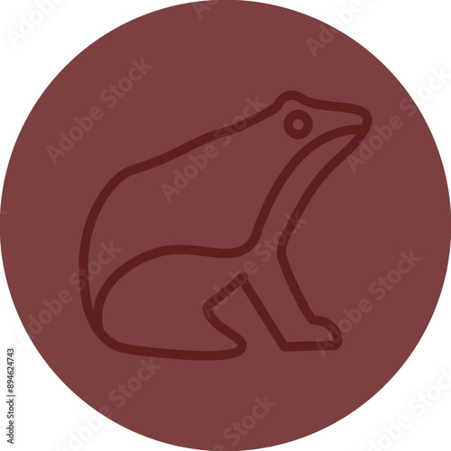 Frog Vector Line Maroon Circle Maroon