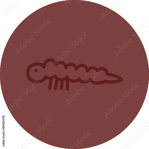 Silkworm Vector Line Maroon Circle Maroon