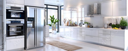 Sleek kitchen with high-end appliances and minimalist decor, Sleek stylish modern elegance, Contemporary chic style