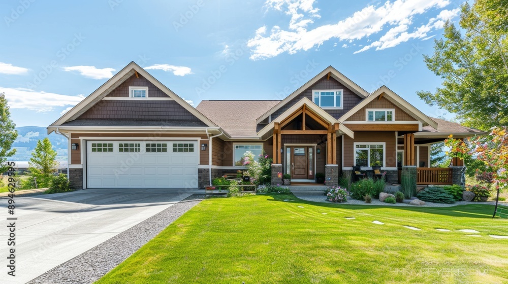Modern House with Green Lawn and Blue Sky. Modern House with Green Lawn and Blue Sky.