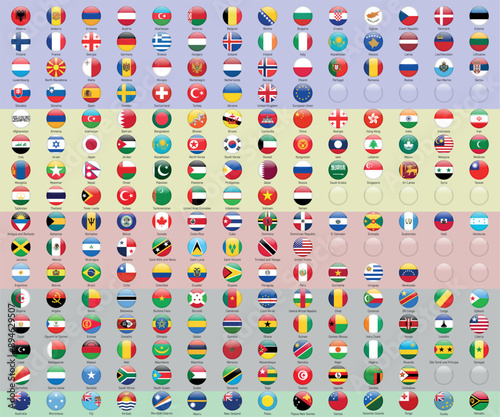 World Flags Collection with Country Names Displayed