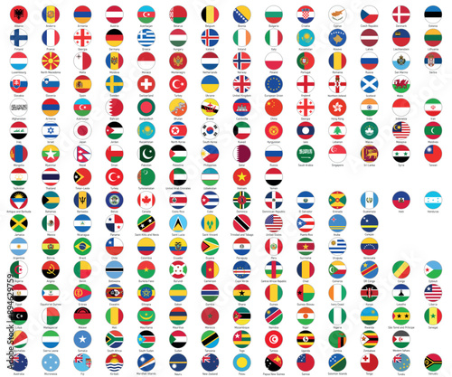 World Flags Collection with Country Names Displayed